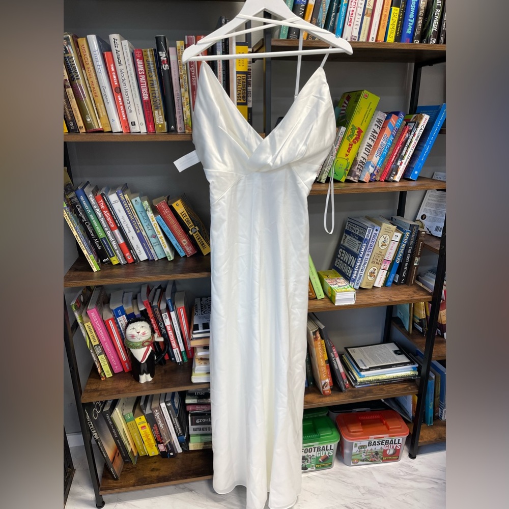 Fame and Partners White Satin Jumpsuit NWT